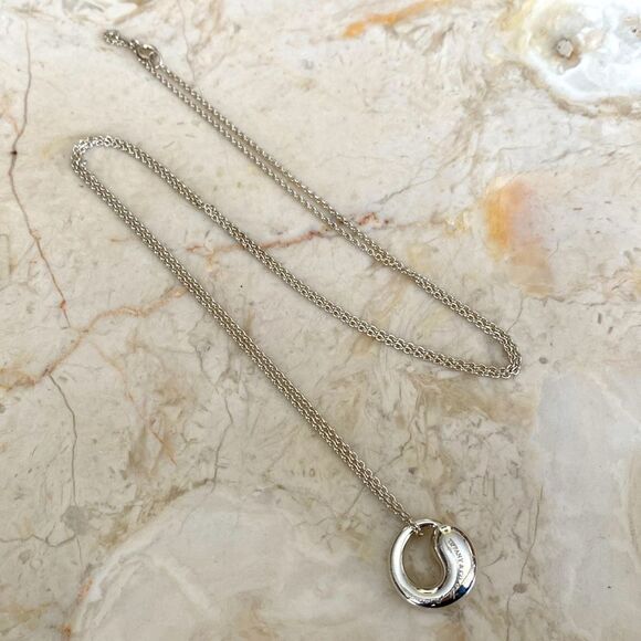 Tiffany & Co. Elsa Peretti 925 Sterling Silver Eternal Circle, 30” Tiffany Chain - Picture 1 of 8